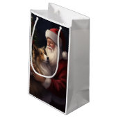 Shetland Sheepdog Kerstman Feestelijke Kerstmis Klein Cadeauzakje (Achterkant Gekanteld)