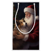 Shetland Sheepdog Kerstman Feestelijke Kerstmis Klein Cadeauzakje (Voorkant)