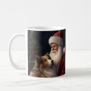 Shetland Sheepdog Kerstman Feestelijke Kerstmis Koffiemok