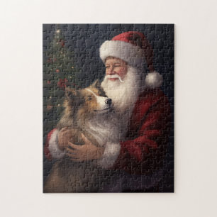 Shetland Sheepdog Kerstman Feestelijke Kerstmis Legpuzzel