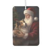 Shetland Sheepdog Kerstman Feestelijke Kerstmis Luchtverfrisser (Voorkant)