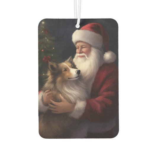 Shetland Sheepdog Kerstman Feestelijke Kerstmis Luchtverfrisser (Achterkant)