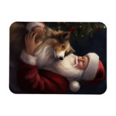 Shetland Sheepdog Kerstman Feestelijke Kerstmis Magneet (Horizontaal)