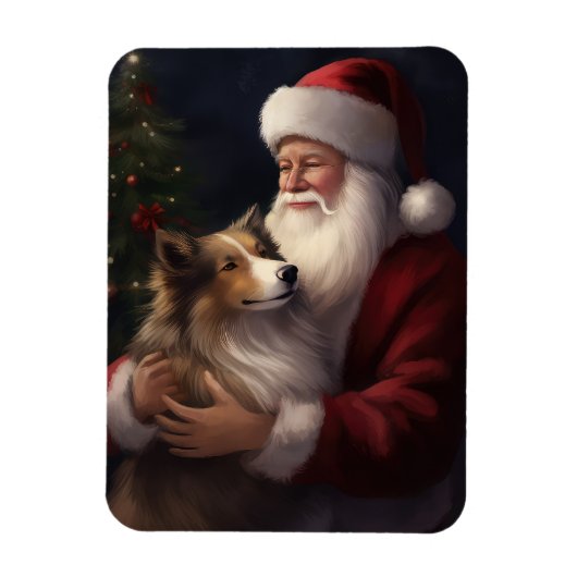 Shetland Sheepdog Kerstman Feestelijke Kerstmis Magneet (Verticaal)