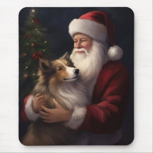 Shetland Sheepdog Kerstman Feestelijke Kerstmis Muismat