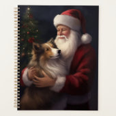 Shetland Sheepdog Kerstman Feestelijke Kerstmis Planner (Voorkant)