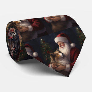 Shetland Sheepdog Kerstman Feestelijke Kerstmis Stropdas