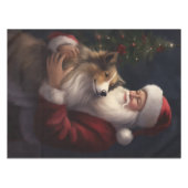 Shetland Sheepdog Kerstman Feestelijke Kerstmis Tafelkleed (Voorkant (Horizontaal))