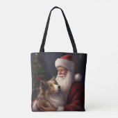 Shetland Sheepdog Kerstman Feestelijke Kerstmis Tote Bag (Achterkant)