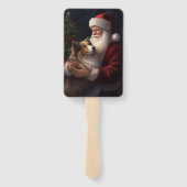 Shetland Sheepdog Kerstman Festive Kerstmis Handwaaier (Achterkant)