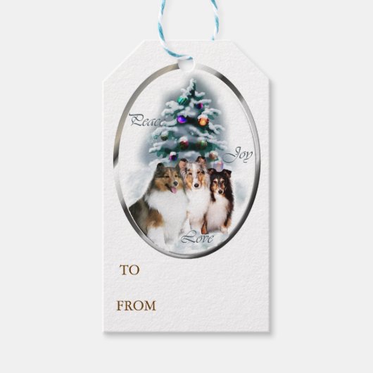 Shetland Sheepdog Kerstmis Cadeaulabel (Voorkant)