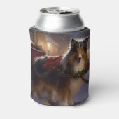 Shetland Sheepdog Kerstmis Feestelijk Seizoen Blikjeskoeler (Blikje Achterkant)