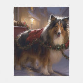 Shetland Sheepdog Kerstmis Feestelijk Seizoen Fleece Deken (Voorkant)