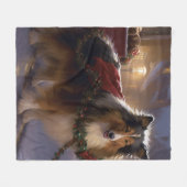 Shetland Sheepdog Kerstmis Feestelijk Seizoen Fleece Deken (Voorkant (Horizontaal))