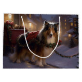 Shetland Sheepdog Kerstmis Feestelijk Seizoen Groot Cadeauzakje (Achterkant)
