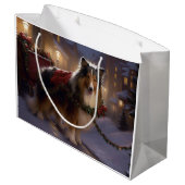 Shetland Sheepdog Kerstmis Feestelijk Seizoen Groot Cadeauzakje (Achterkant Gekanteld)