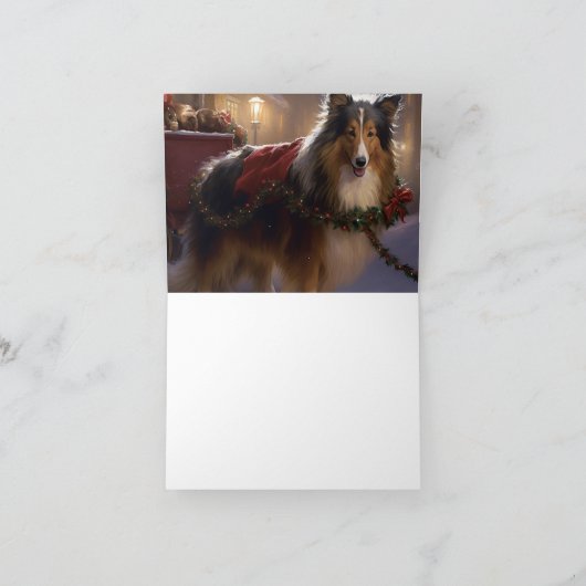 Shetland Sheepdog Kerstmis Feestelijk Seizoen Kaart (Binnen)
