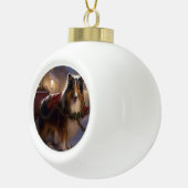 Shetland Sheepdog Kerstmis Feestelijk Seizoen Keramische Bal Ornament (Rechts)