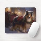 Shetland Sheepdog Kerstmis Feestelijk Seizoen Muismat (Met muis)