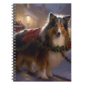 Shetland Sheepdog Kerstmis Feestelijk Seizoen Notitieboek (Voorkant)
