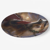 Shetland Sheepdog Kerstmis Feestelijk Seizoen Papieren Bordje (Gekanteld)