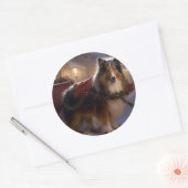 Shetland Sheepdog Kerstmis Feestelijk Seizoen Ronde Sticker (Envelop)
