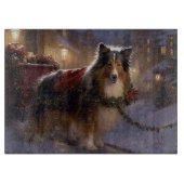 Shetland Sheepdog Kerstmis Feestelijk Seizoen Snijplank (Voorkant)