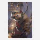 Shetland Sheepdog Kerstmis Feestelijk Seizoen Theedoek (Verticaal)