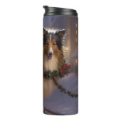 Shetland Sheepdog Kerstmis Feestelijk Seizoen Thermosbeker (Geroteerd rechts)