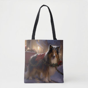 Shetland Sheepdog Kerstmis Feestelijk Seizoen Tote Bag