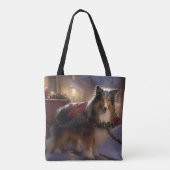 Shetland Sheepdog Kerstmis Feestelijk Seizoen Tote Bag (Achterkant)