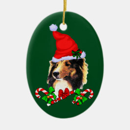 Shetland Sheepdog Kerstmis Keramisch Ornament