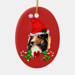 Shetland Sheepdog Kerstmis Keramisch Ornament