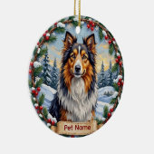 Shetland Sheepdog Kerstmis Keramisch Ornament (Rechts)