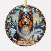 Shetland Sheepdog Kerstmis Keramisch Ornament (Voorkant)