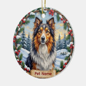 Shetland Sheepdog Kerstmis Keramisch Ornament (Links)