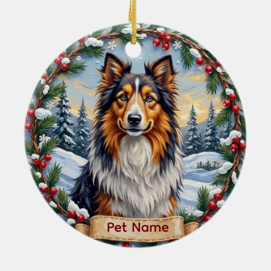 Shetland Sheepdog Kerstmis Keramisch Ornament (Achterkant)