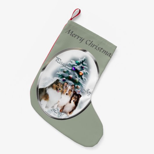 Shetland Sheepdog Kerstmis Kleine Kerstsok (Voorkant (Hangend))