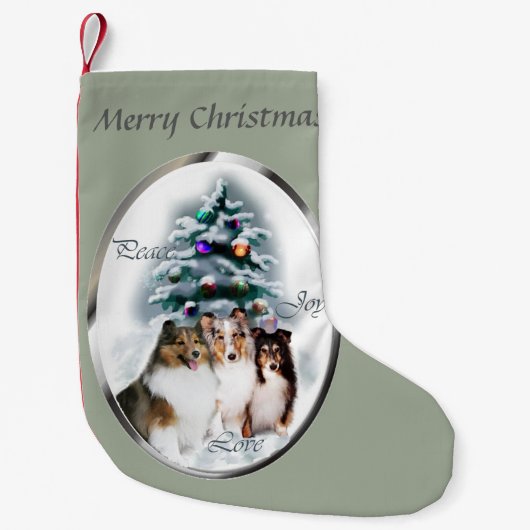 Shetland Sheepdog Kerstmis Kleine Kerstsok (Voorkant)