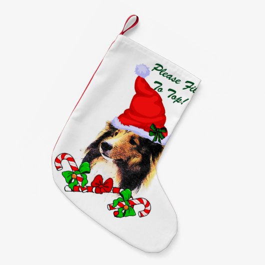 Shetland Sheepdog Kerstmis Kleine Kerstsok (Voorkant (Hangend))