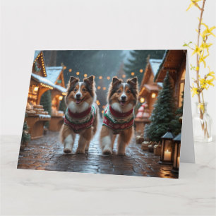 Shetland Sheepdog Kerstmis Sneeuwvakantie Kaart