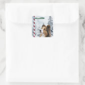 Shetland Sheepdog Kerstmis Vierkante Sticker (Tas)