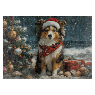 Shetland Sheepdog Kerstmis Vintage Strand Snijplank