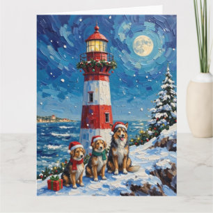 Shetland Sheepdog Kerstmis Vuurtoren Vakantie Kaart