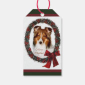 Shetland Sheepdog Kerstmis Wreath Cadeaulabel (Achterkant)