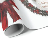 Shetland Sheepdog Kerstmis Wreath Cadeaupapier (Rol Hoek)