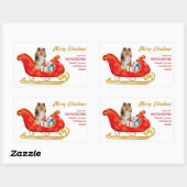 Shetland Sheepdog Kerstsleigh Rechthoekige Sticker (Vel)