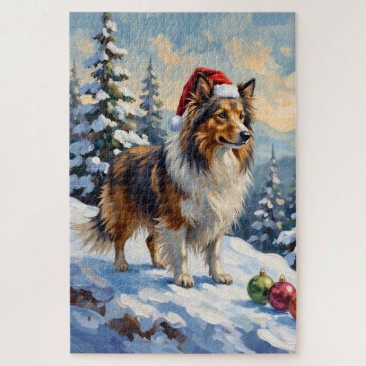 Shetland Sheepdog Kudden Kerst Ornamente Hoed Legpuzzel (Verticaal)
