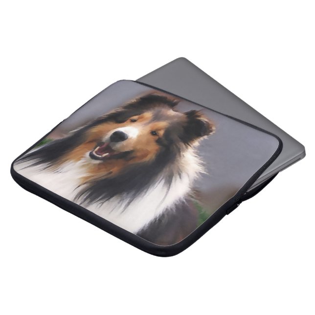 Shetland Sheepdog Kunst Laptop Sleeve (Voorkant top)