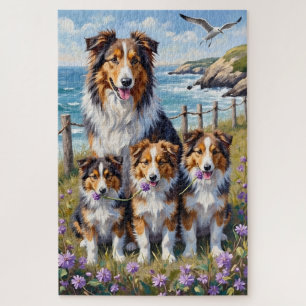 Shetland Sheepdog Kunst met Kustheide Legpuzzel